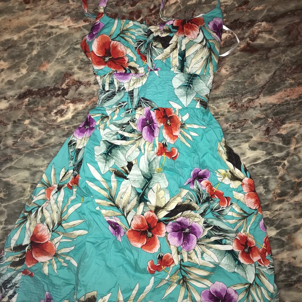 Teal Floral Dress